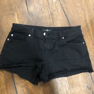 Black denim shorts